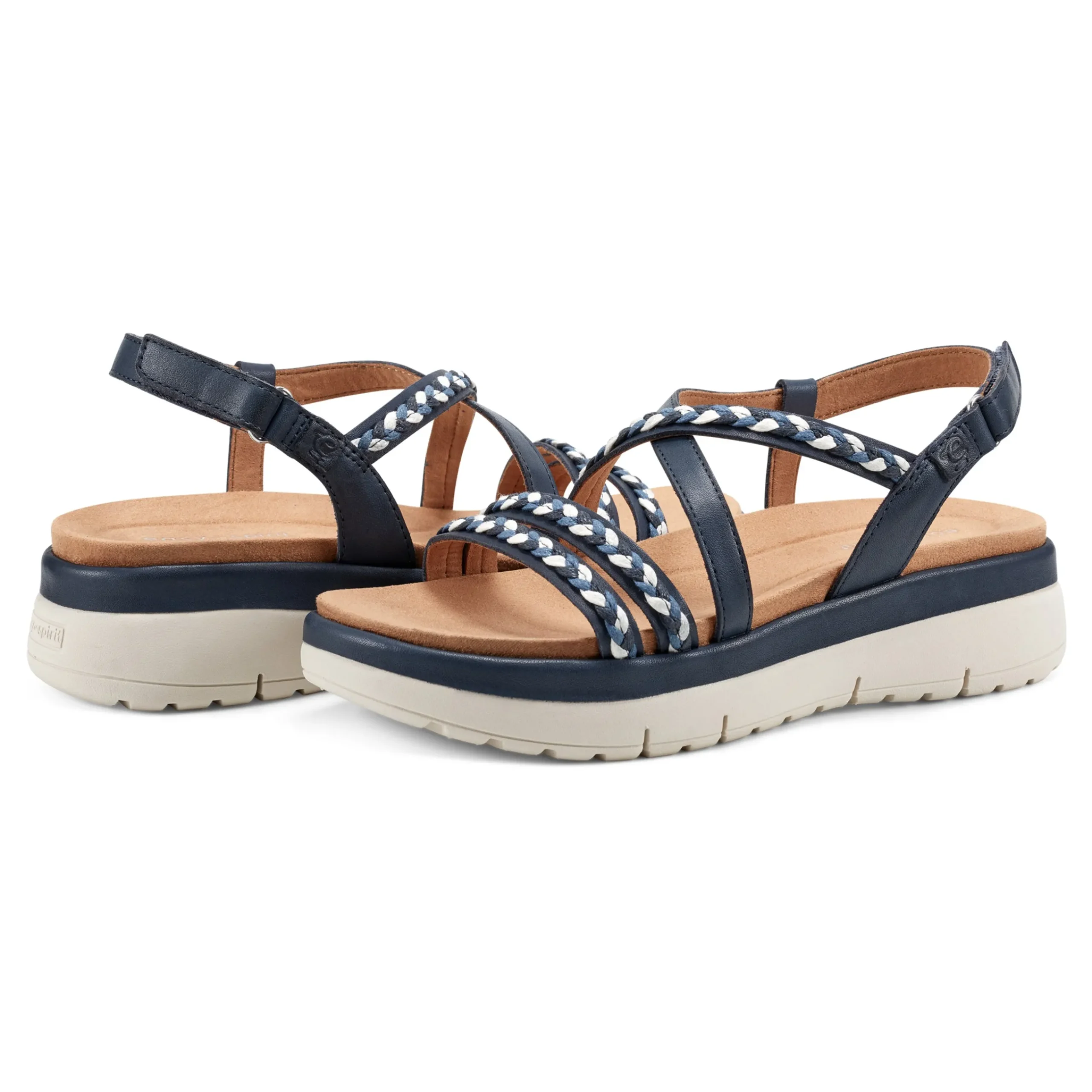 Discount Easy Spirit Ivani Platform Sandals NavyLeather
