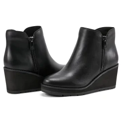 Sale Easy Spirit Jayda Casual Wedge Booties BlackLeather