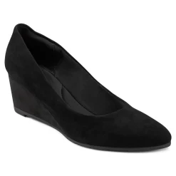 Hot Easy Spirit Jinger Dress Wedges BlackSuede