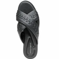 Best Easy Spirit Joella Slide Sandals BlackLeather