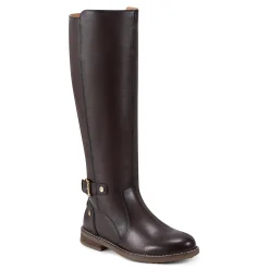 Outlet Easy Spirit Juana Block Heel Casual Boots DarkBrownLeather
