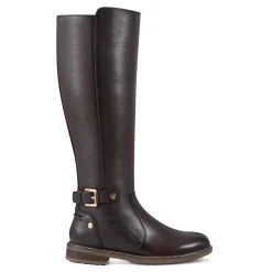 Outlet Easy Spirit Juana Block Heel Casual Boots DarkBrownLeather