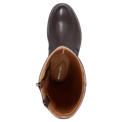 Outlet Easy Spirit Juana Block Heel Casual Boots DarkBrownLeather