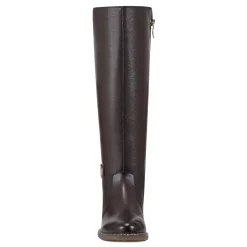 Outlet Easy Spirit Juana Block Heel Casual Boots DarkBrownLeather