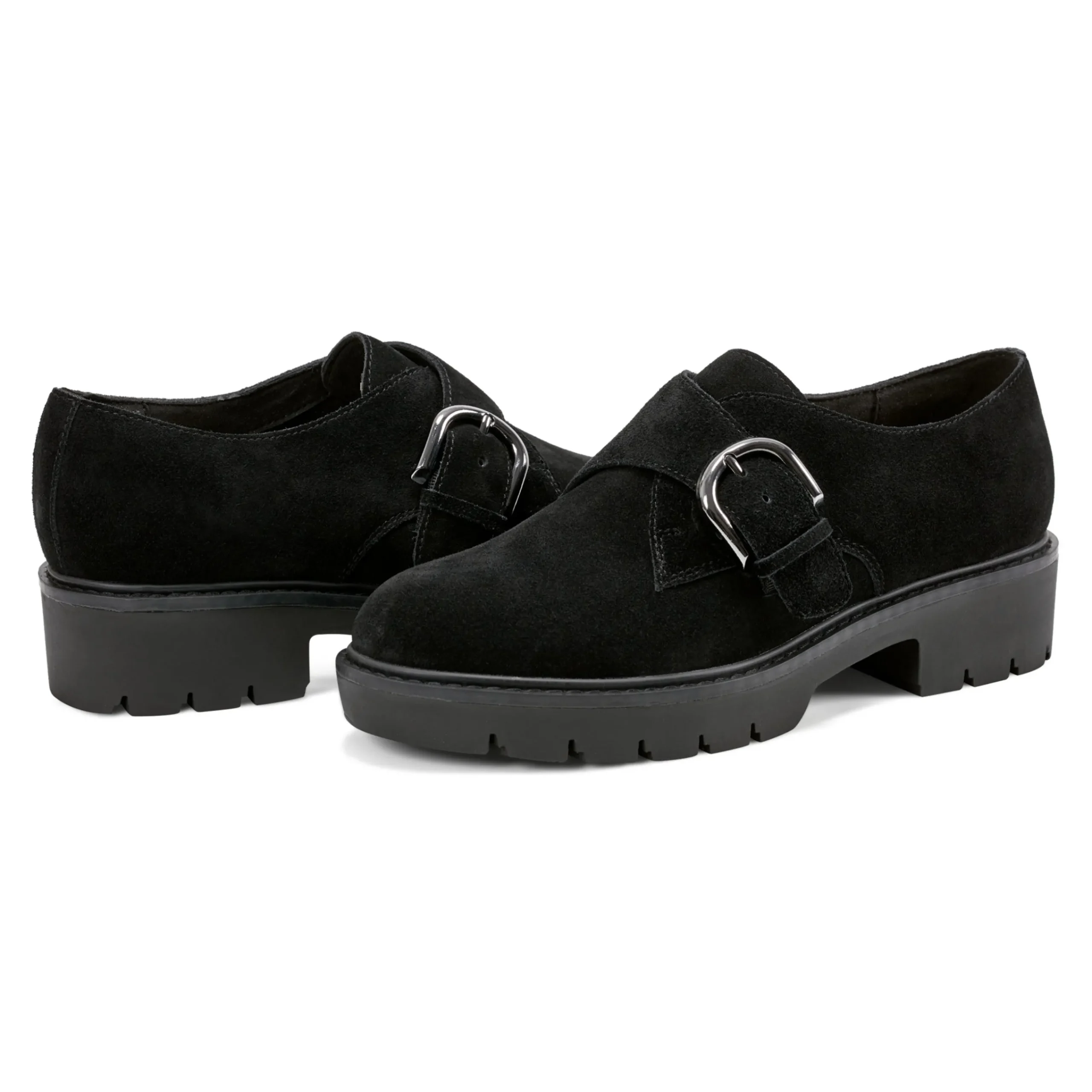 Online Easy Spirit Kasen Lug Sole Loafers BlackSuede