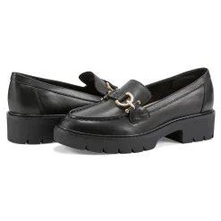 Best Easy Spirit Kinndle Lug Sole Casual Loafers BlackLeather