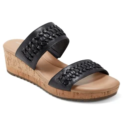 Discount Easy Spirit Lillia Platform Wedge Sandals BlackLeather