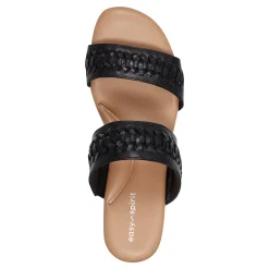 Discount Easy Spirit Lillia Platform Wedge Sandals BlackLeather