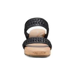 Discount Easy Spirit Lillia Platform Wedge Sandals BlackLeather