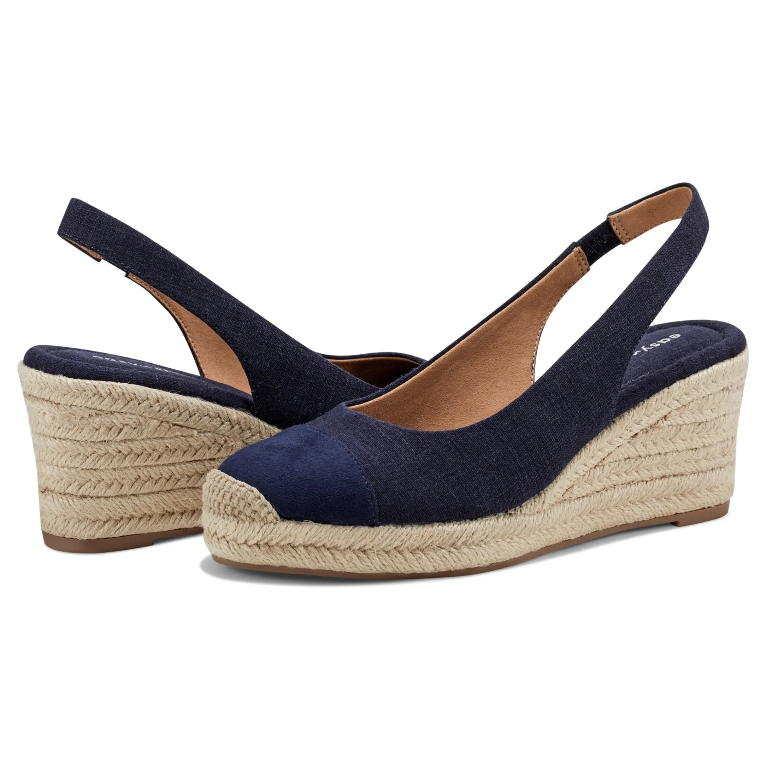 Easy Spirit Margie Platform Wedge Slingbacks DarkDenim