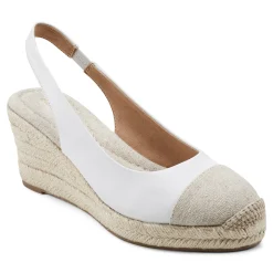 Clearance Easy Spirit Margie Platform Wedge Slingbacks WhiteLeather