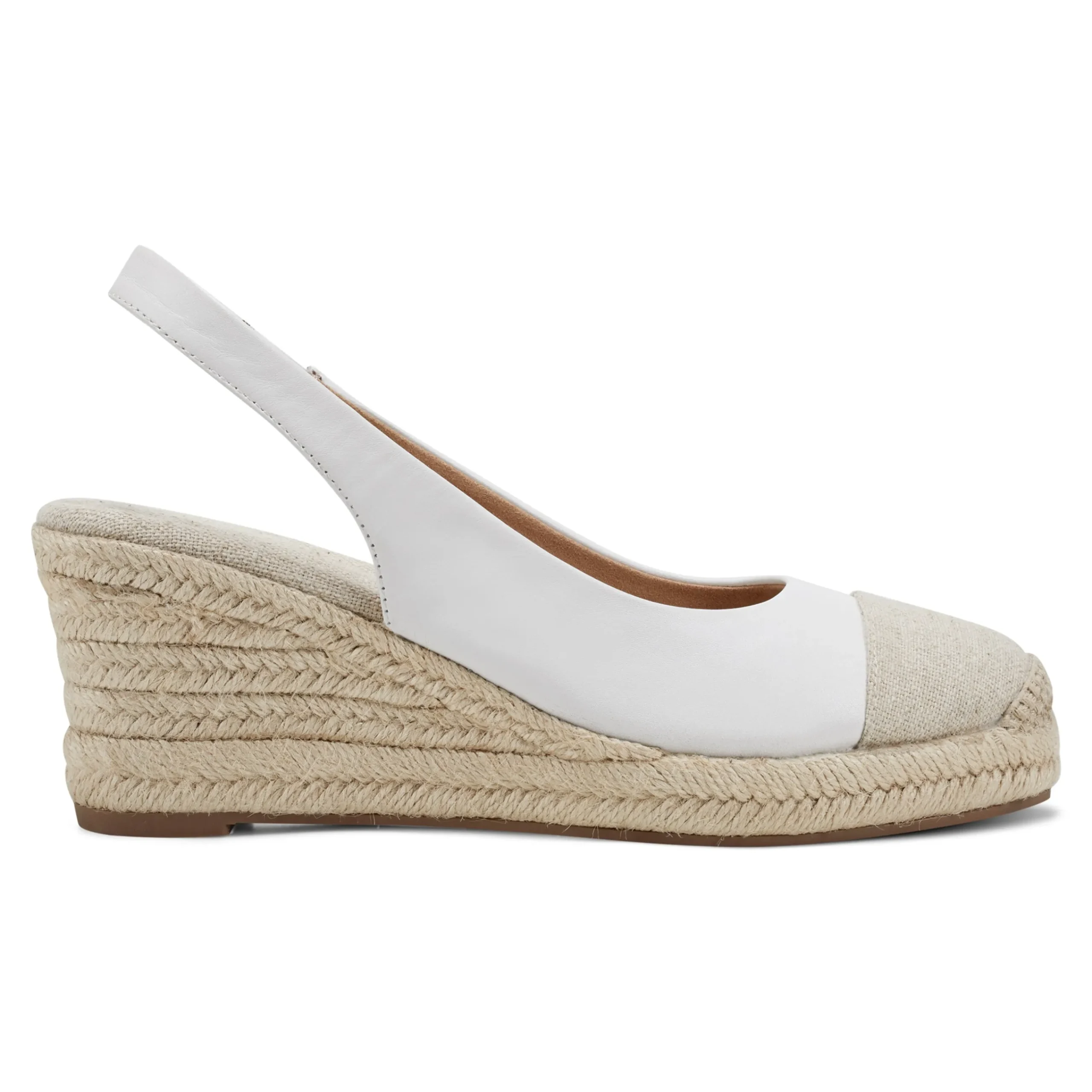 Clearance Easy Spirit Margie Platform Wedge Slingbacks WhiteLeather