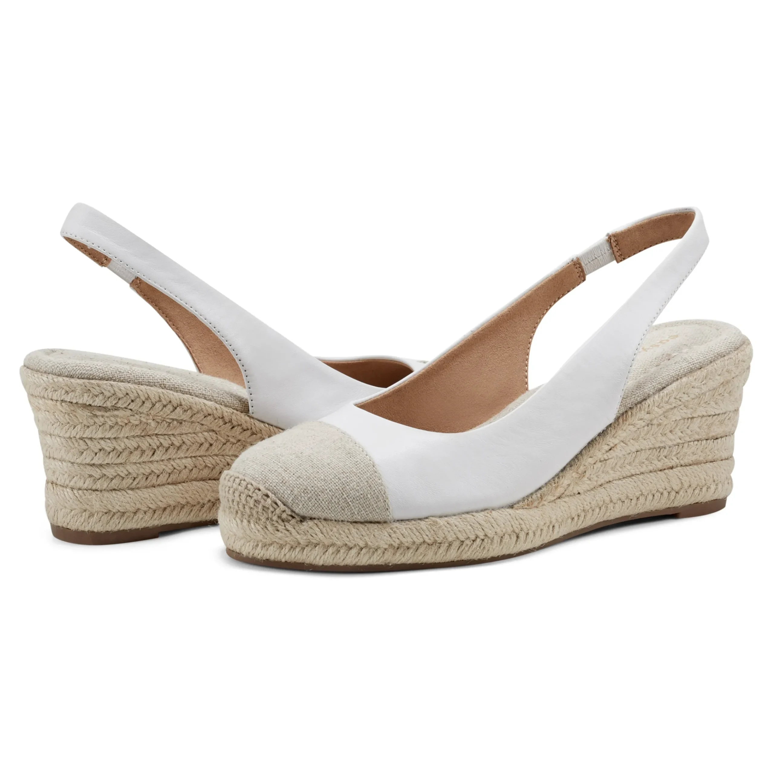Clearance Easy Spirit Margie Platform Wedge Slingbacks WhiteLeather