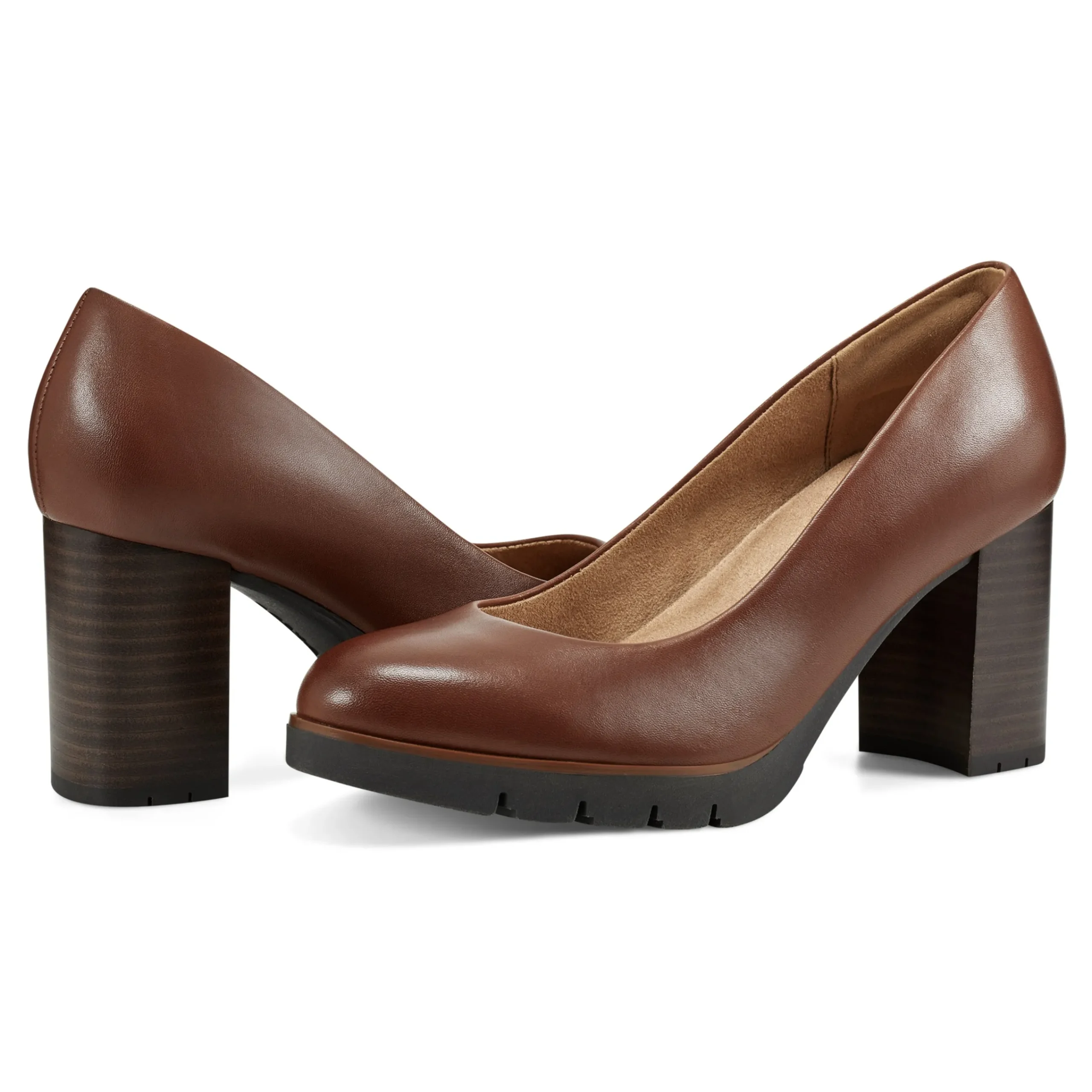 Online Easy Spirit Mckay Lug Sole Dress Pumps BrownLeather