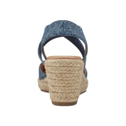 Easy Spirit Meza Espadrille Wedge Sandals BlueRaffia