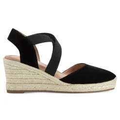 Best Easy Spirit Meza Espadrille Wedge Sandals BlackSuede