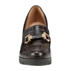 Sale Easy Spirit Mirror Lug Sole Dress Pumps BrownCrocoLeather