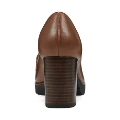 New Easy Spirit Mirror Lug Sole Dress Pumps BrownLeather