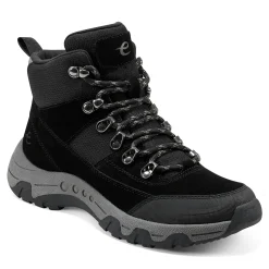 New Easy Spirit Nylaa Lace Up Hiker Booties BlackSuede