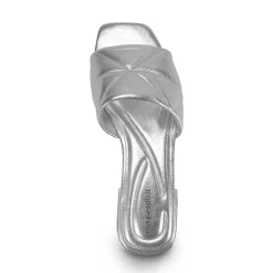 Online Easy Spirit Quincie Flat Slide Sandals SilverLeather