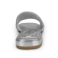 Online Easy Spirit Quincie Flat Slide Sandals SilverLeather