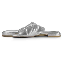 Online Easy Spirit Quincie Flat Slide Sandals SilverLeather