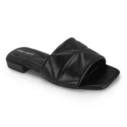 Sale Easy Spirit Quincie Flat Slide Sandals BlackLeather