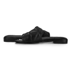 Sale Easy Spirit Quincie Flat Slide Sandals BlackLeather