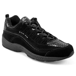 Online Easy Spirit Romy Walking Shoes BlackSnakeSuede