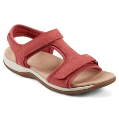 Hot Easy Spirit Saffy Flat Sandals Red