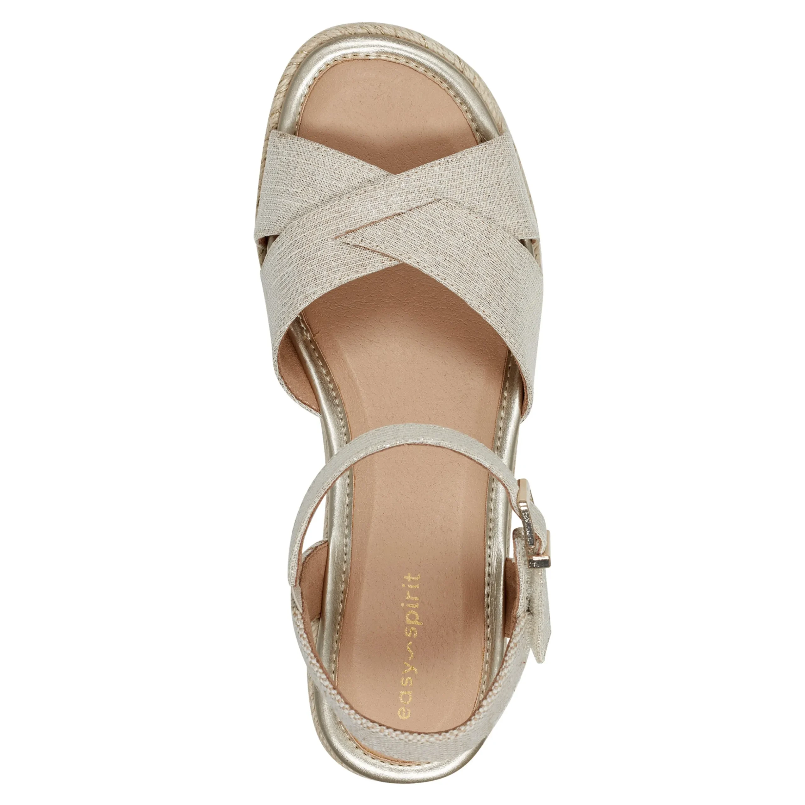 Discount Easy Spirit Shandra Wedge Sandals GoldLinen