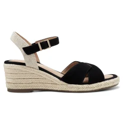 Outlet Easy Spirit Shandra Wedge Sandals BlackSuede