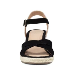 Outlet Easy Spirit Shandra Wedge Sandals BlackSuede