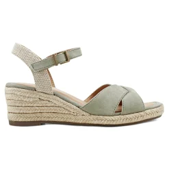 Online Easy Spirit Shandra Wedge Sandals LightGreenSuede