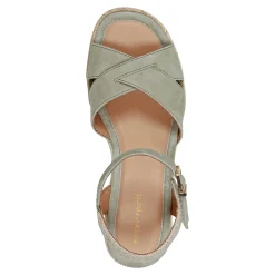 Online Easy Spirit Shandra Wedge Sandals LightGreenSuede