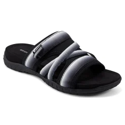 New Easy Spirit Shells Flat Sandals BlackOmbre