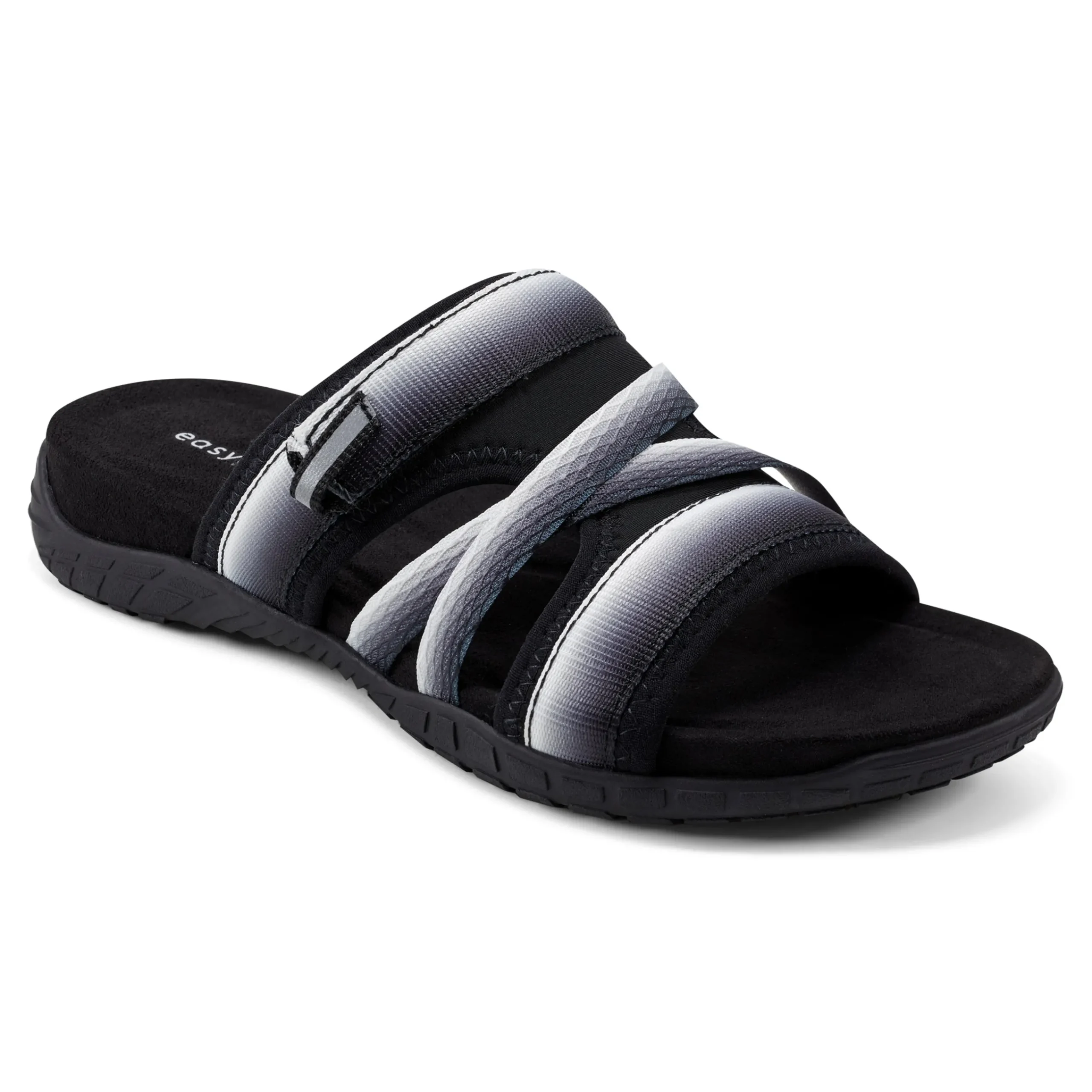 New Easy Spirit Shells Flat Sandals BlackOmbre