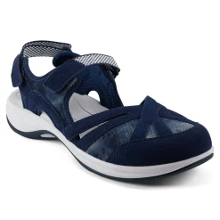 Best Easy Spirit Splash Flat Hiking Sandals NavyTieDyePrint