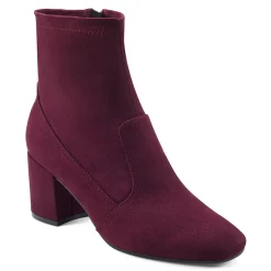 Outlet Easy Spirit Tami Heeled Booties WineSuede
