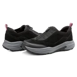 Best Easy Spirit Tayten Front Zip Walking Shoes BlackSuede