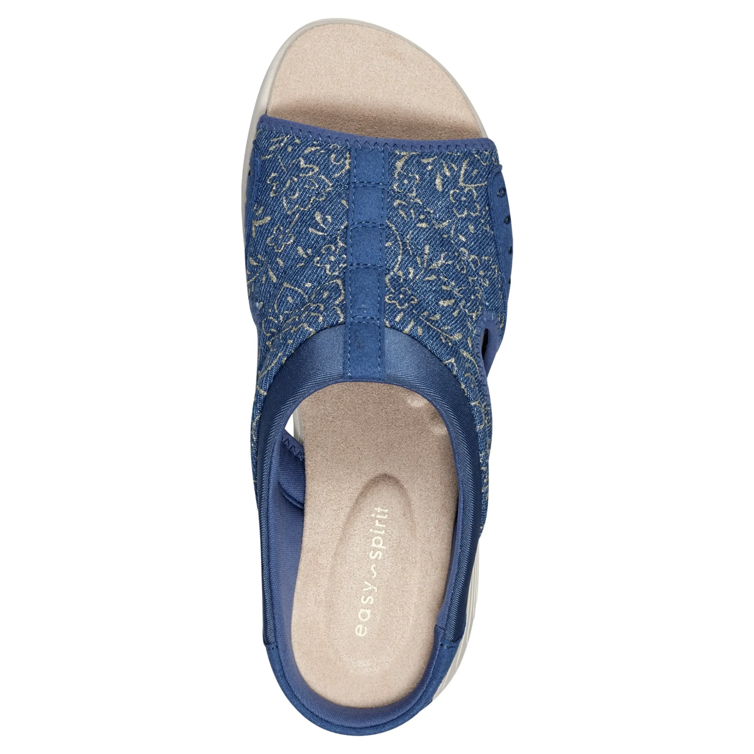 Discount Easy Spirit Traciee Slip On Sandals DenimandGoldFloral