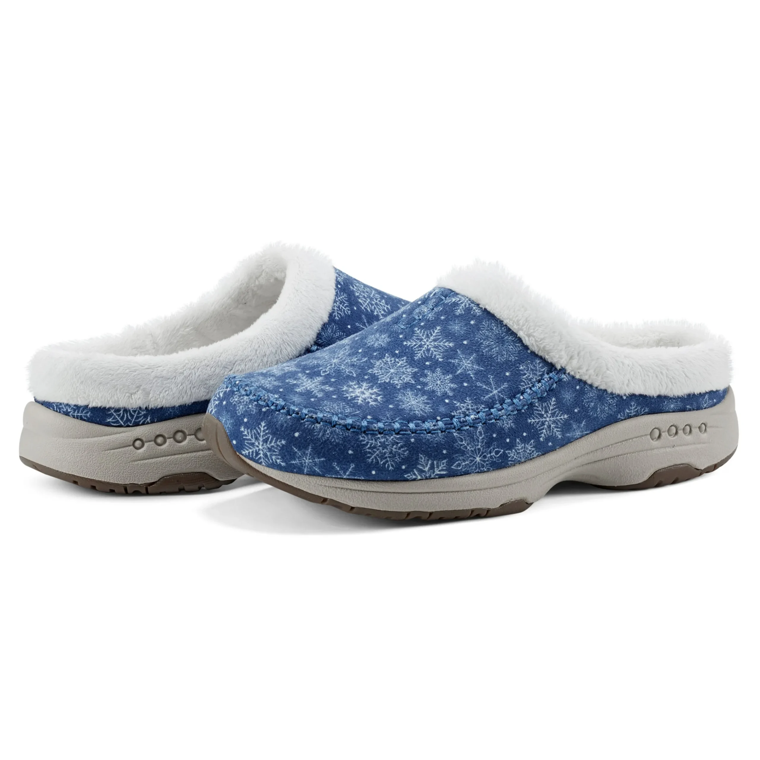 Clearance Easy Spirit Travelfurr Clogs DarkBlueSnowflakePrint