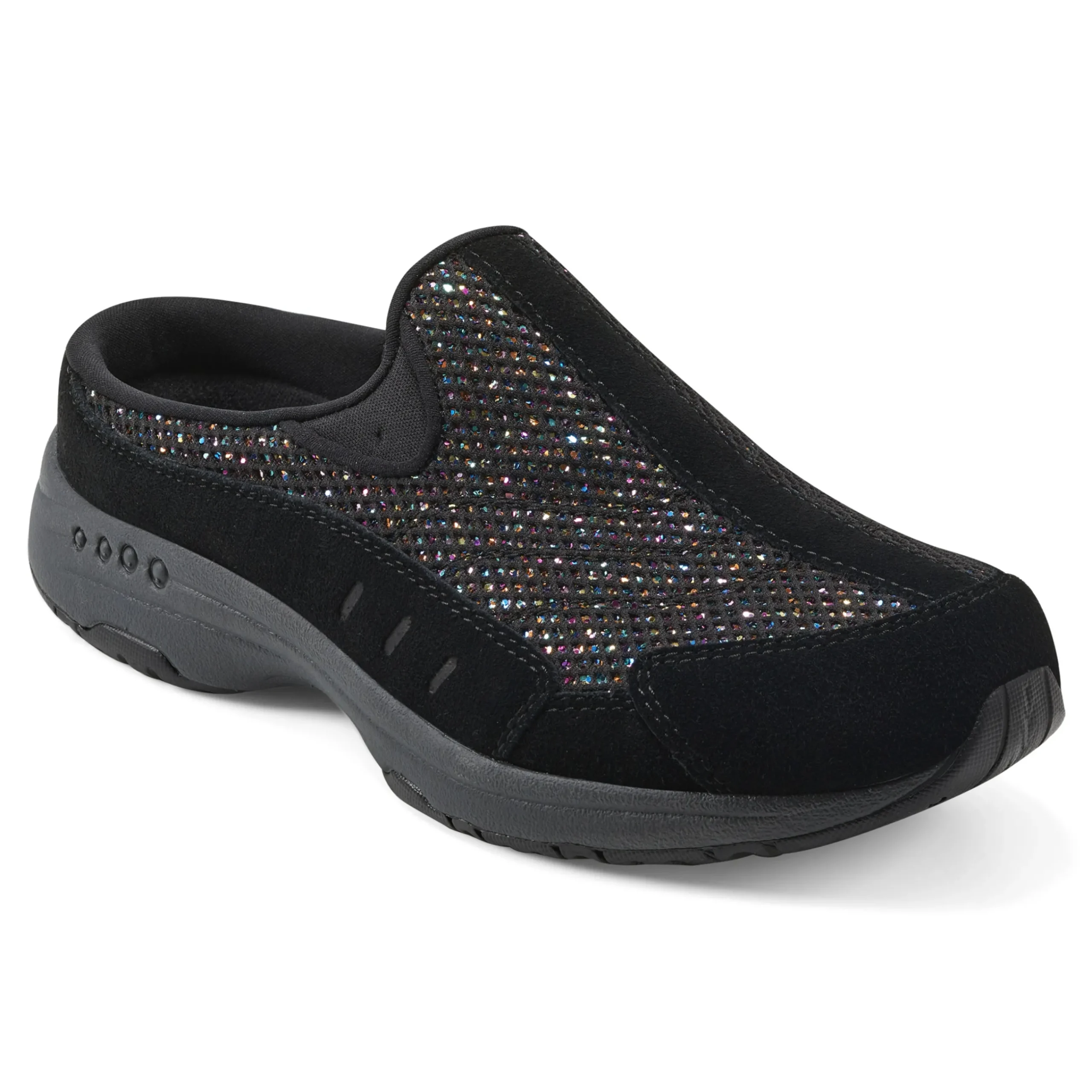 Outlet Easy Spirit Traveltime Clogs BlackGlittermulti