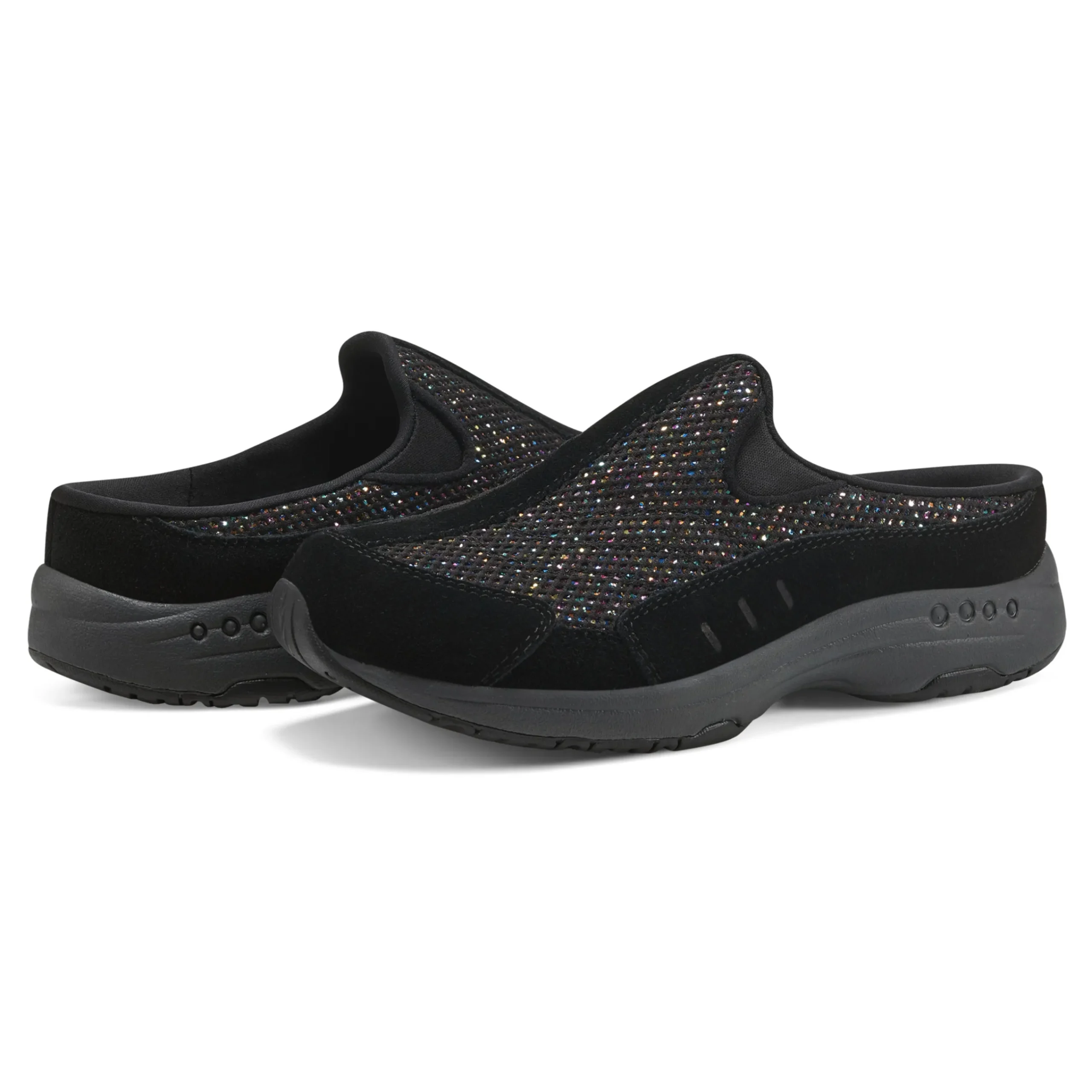 Outlet Easy Spirit Traveltime Clogs BlackGlittermulti