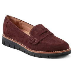 Hot Easy Spirit Velia Casual Slip On Loafers RedSuede